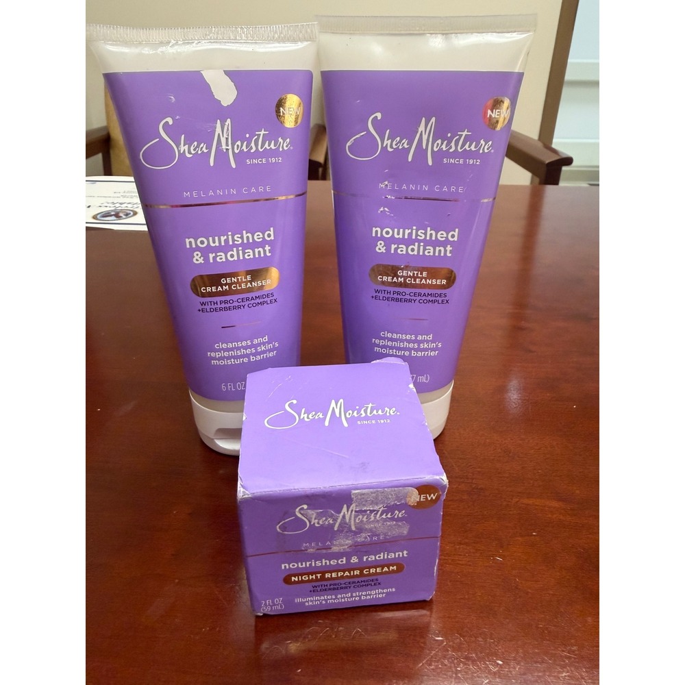 SheaMoisture Melanin Care Nourished & Radiant Cleanser and Night Cream Set 3pc